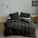 4 Pcs Sateen Duvet Set Black