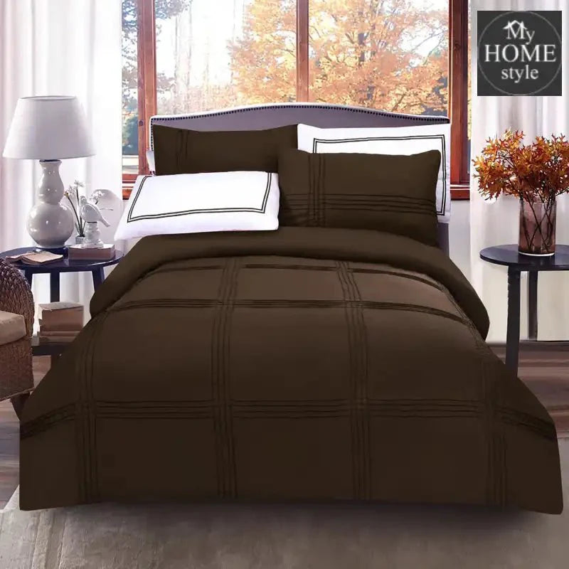 5 Pcs Baratta Pleated Duvet Set Brown