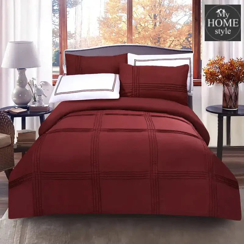 5 Pcs Baratta Pleated Duvet Set Maroon