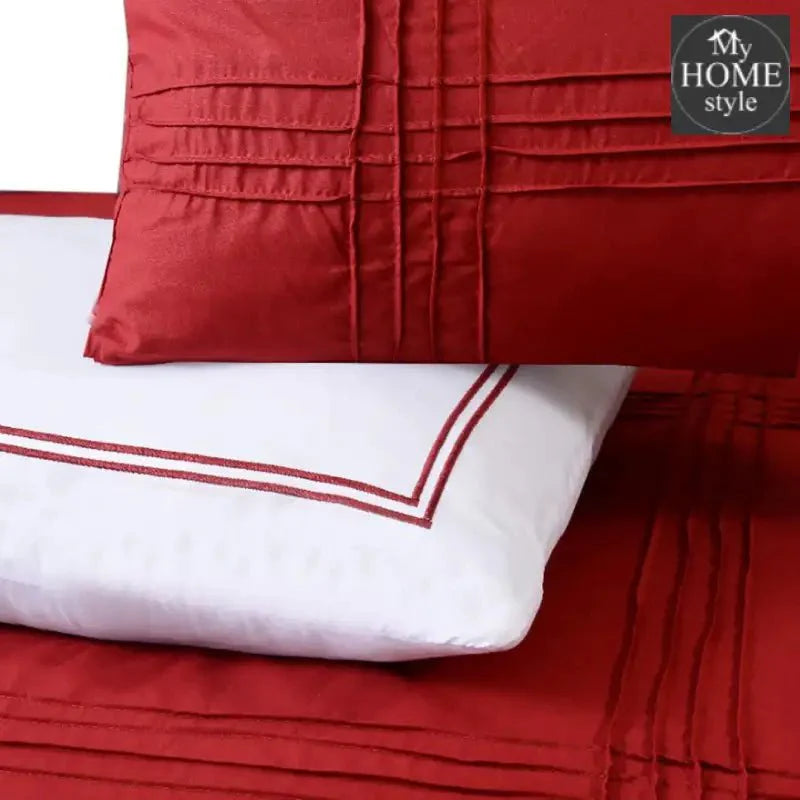 5 Pcs Baratta Pleated Duvet Set Red