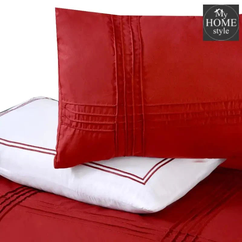 5 Pcs Baratta Pleated Duvet Set Red