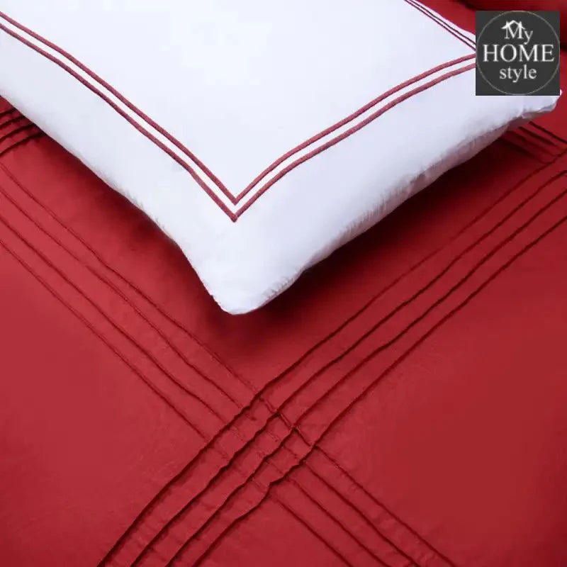 5 Pcs Baratta Pleated Duvet Set Red