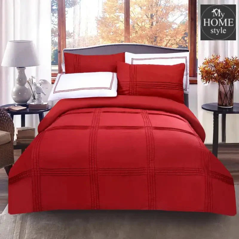 5 Pcs Baratta Pleated Duvet Set Red