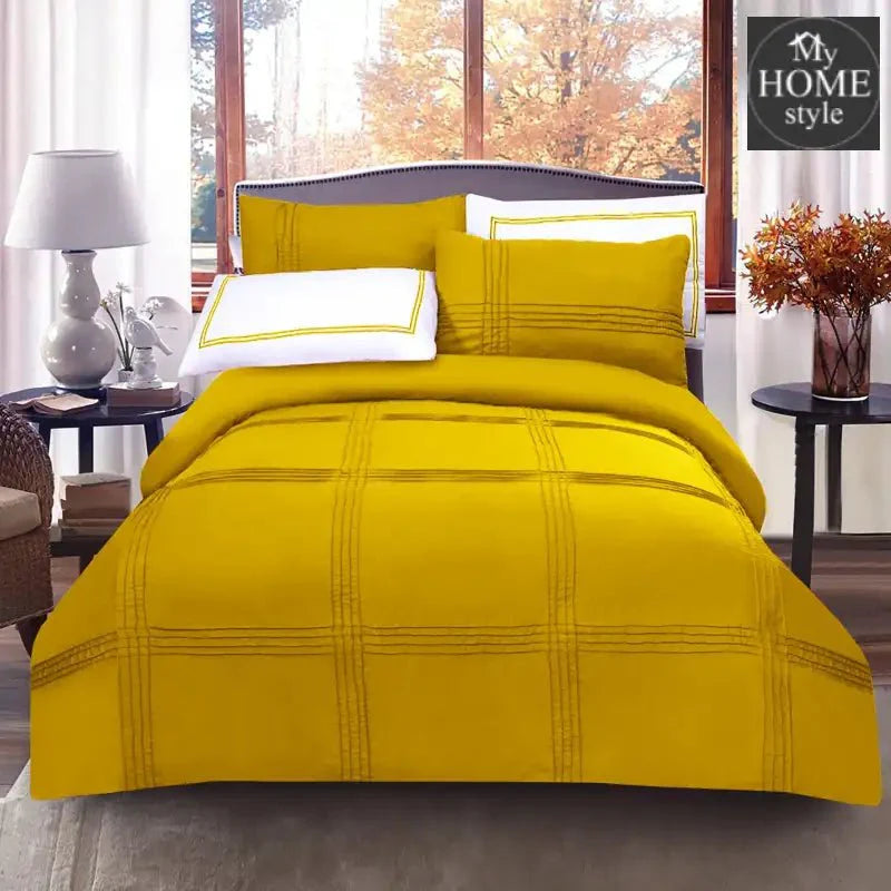 5 Pcs Baratta Pleated Duvet Set Yellow