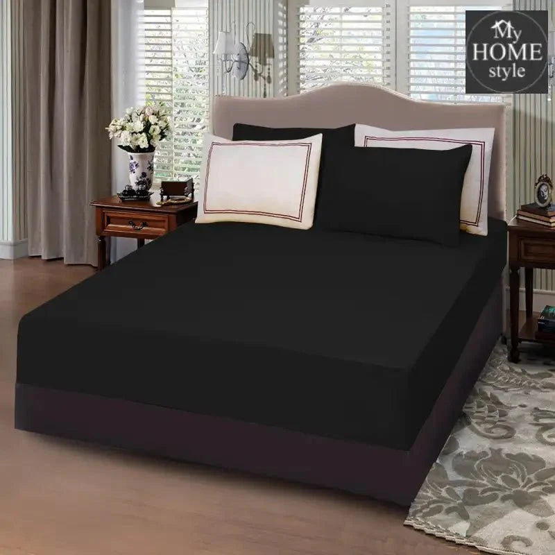 5 PCs Baratta Stitched Fitted Sheet Set Black