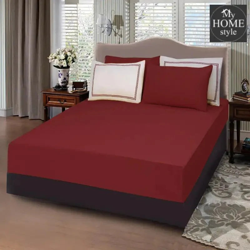 5 PCs Baratta Stitched Fitted Sheet Set Maroon