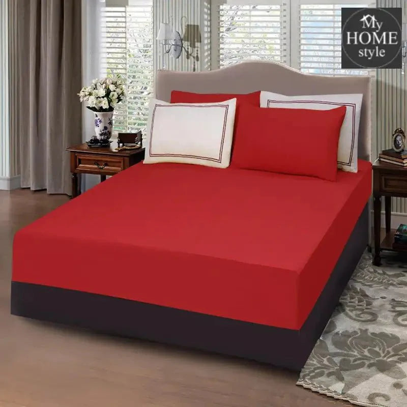 5 PCs Baratta Stitched Fitted Sheet Set Red