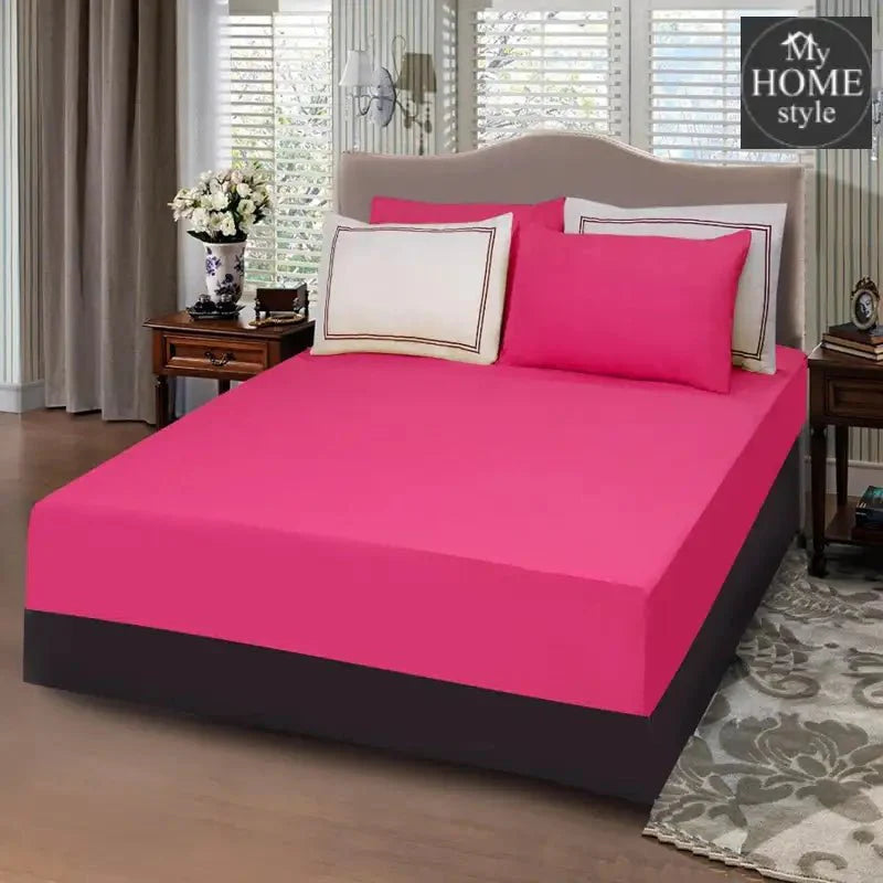5 PCs Baratta Stitched Fitted Sheet Set Shocking Pink