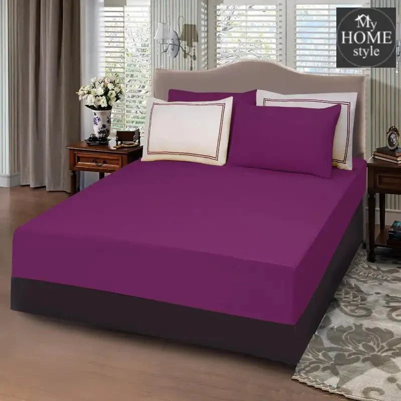 5 PCs Baratta Stitched Fitted Sheet Set Violet