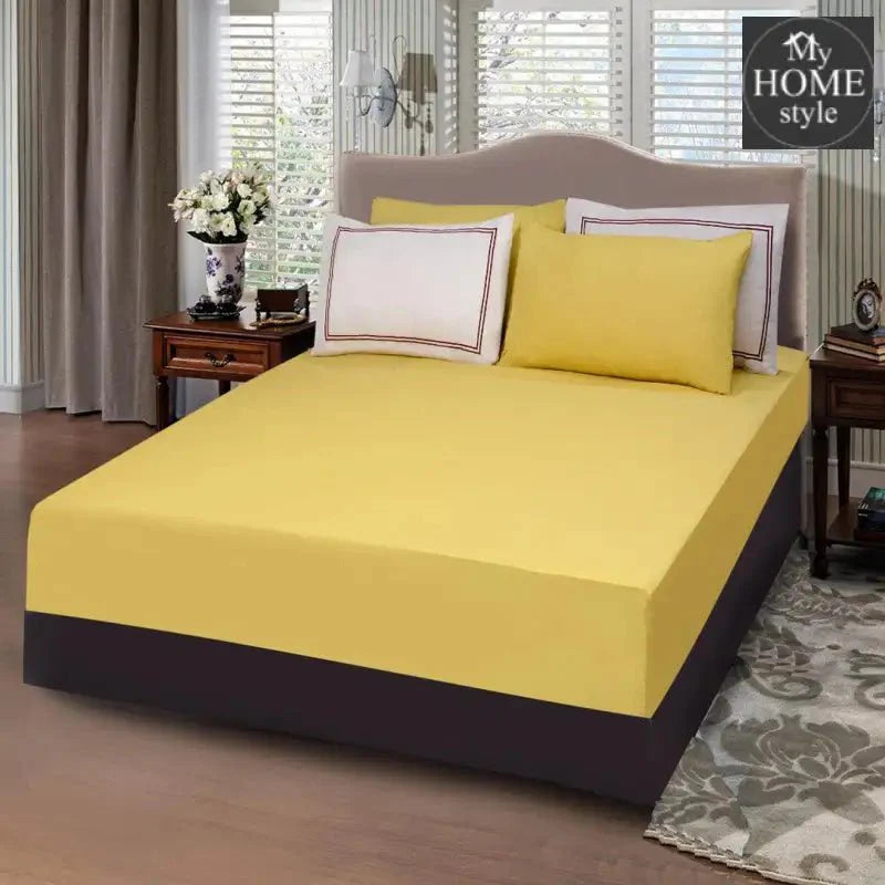 5 PCs Baratta Stitched Fitted Sheet Set Yellow
