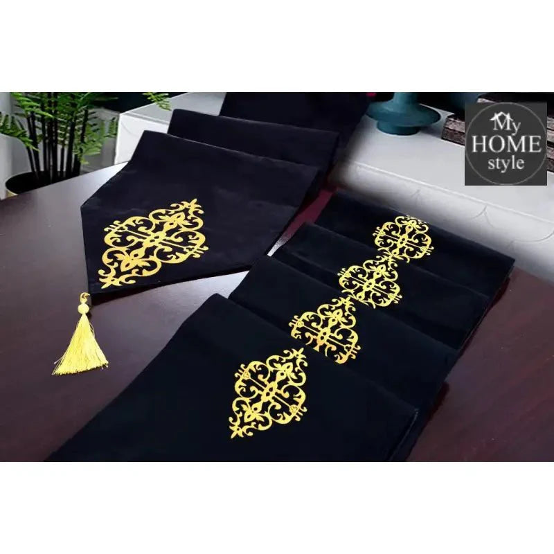 5 Pc's Velvet Embroidered Table Runner Set