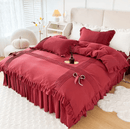 6 Pcs Elegant Ruffled Pleated Duvet Set - 1244