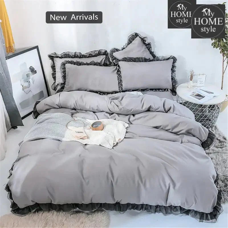 6 Pcs Frilly Sateen Duvet Set