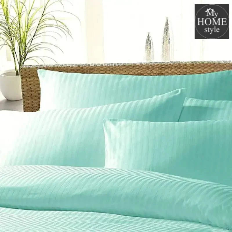 6 Pcs Luxury Aqua Satin Stripe Duvet Set