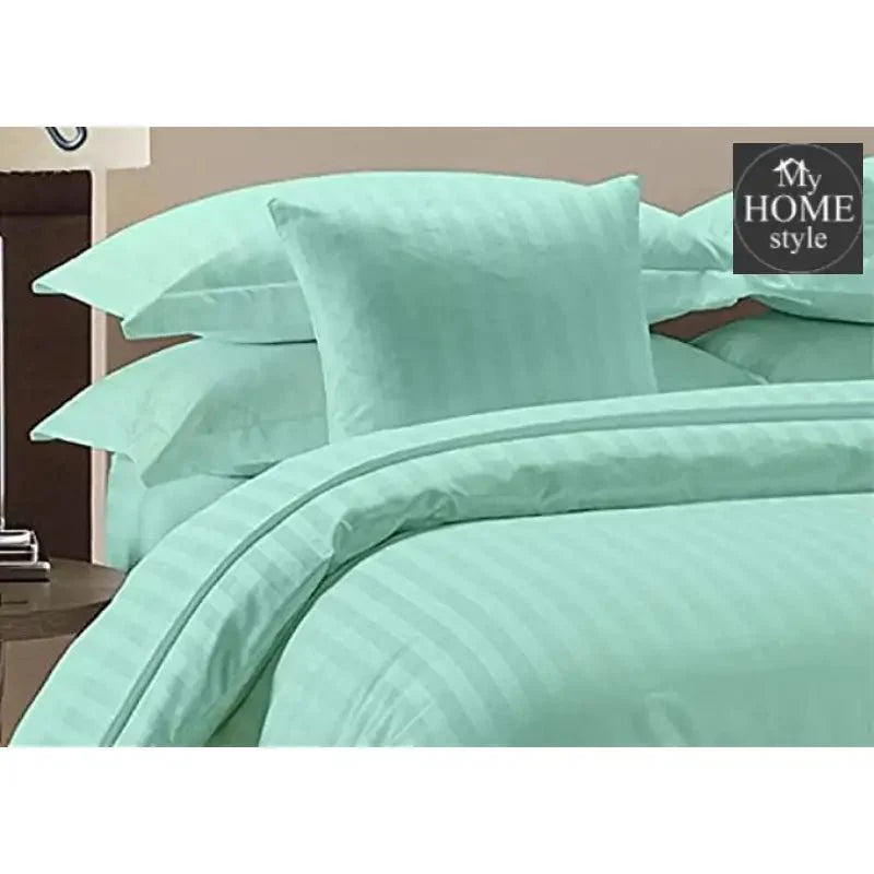 6 Pcs Luxury Aqua Satin Stripe Duvet Set
