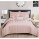 6 Pcs Luxury Baby Pink Satin Stripe Duvet Set
