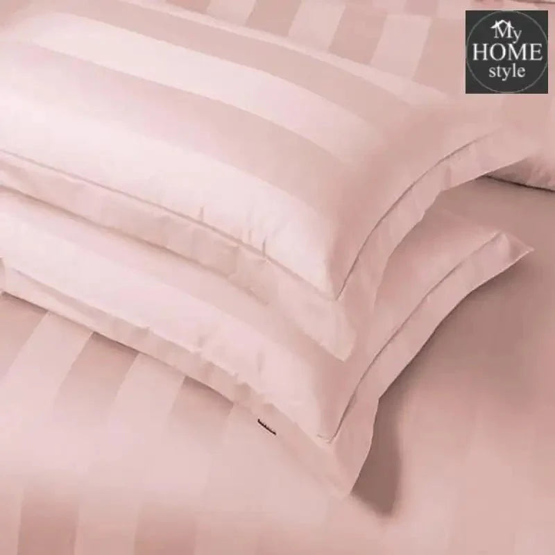 6 Pcs Luxury Baby Pink Satin Stripe Duvet Set