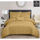 6 Pcs Luxury Beige Satin Stripe Duvet Set