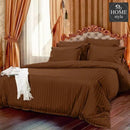 6 Pc's Luxury Brown Satin Stripe Duvet Set