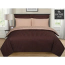 6 Pcs Luxury Chocolate & Tan Satin Stripe Duvet Set