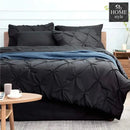 6 Pc's Luxury Diamond Pintuck Bedspread Light Filled Black