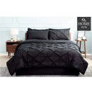 6 Pc's Luxury Diamond Pintuck Bedspread Light Filled Black