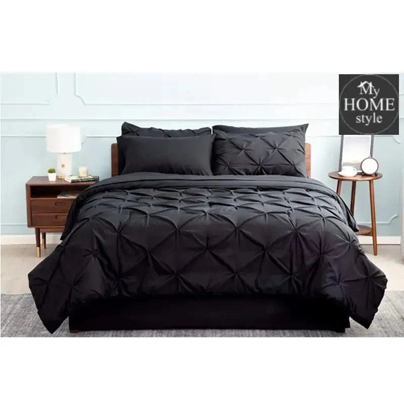 6 Pc's Luxury Diamond Pintuck Bedspread Light Filled Black