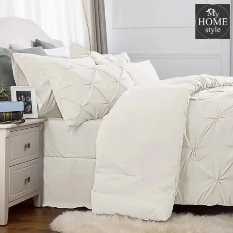 6 Pc's Luxury Diamond Pintuck Bedspread Light Filled Cream