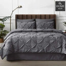 6 Pc's Luxury Diamond Pintuck Bedspread Light Filled Grey