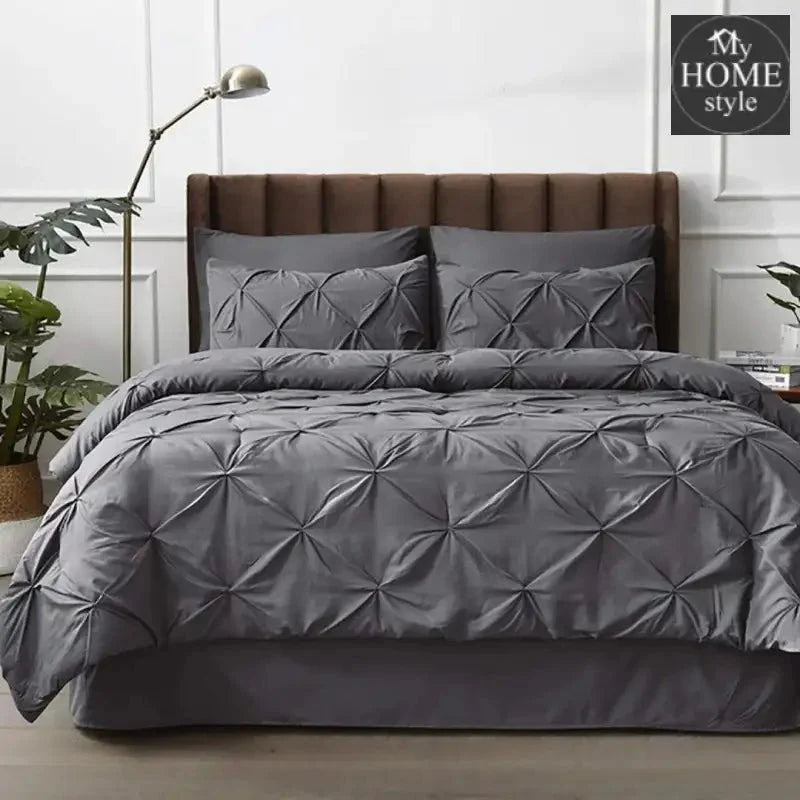 6 Pc's Luxury Diamond Pintuck Bedspread Light Filled Grey