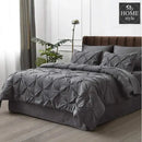 6 Pc's Luxury Diamond Pintuck Bedspread Light Filled Grey
