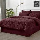 6 Pc's Luxury Diamond Pintuck Bedspread Light Filled Maroon