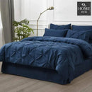 6 Pc's Luxury Diamond Pintuck Bedspread Light Filled Navy