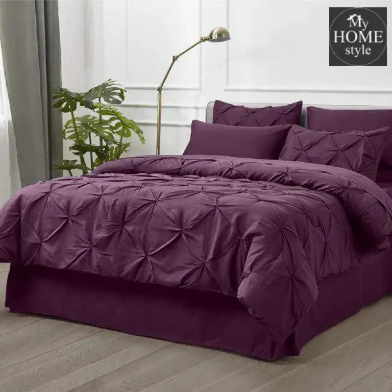 6 Pc's Luxury Diamond Pintuck Bedspread Light Filled Purple