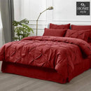 6 Pc's Luxury Diamond Pintuck Bedspread Light Filled Red