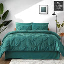 6 Pc's Luxury Diamond Pintuck Bedspread Light Filled Teal