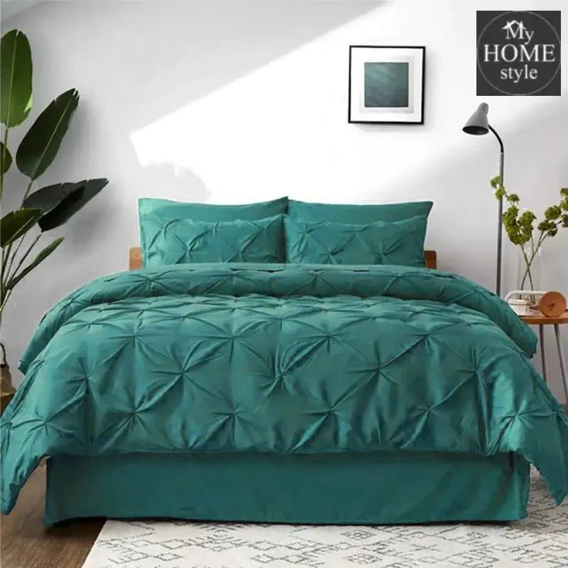 6 Pc's Luxury Diamond Pintuck Bedspread Light Filled Teal