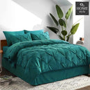 6 Pc's Luxury Diamond Pintuck Bedspread Light Filled Teal