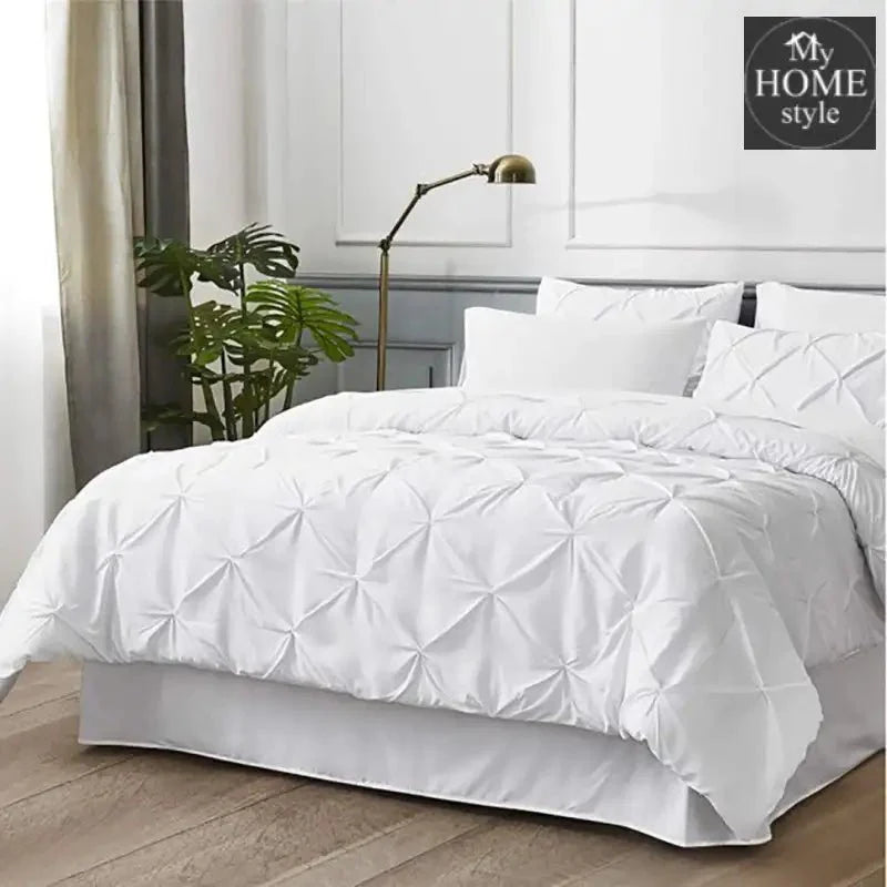 6 Pc's Luxury Diamond Pintuck Bedspread Light Filled White
