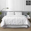 6 Pc's Luxury Diamond Pintuck Bedspread Light Filled White