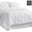 6 Pc's Luxury Diamond Pintuck Bedspread Light Filled White