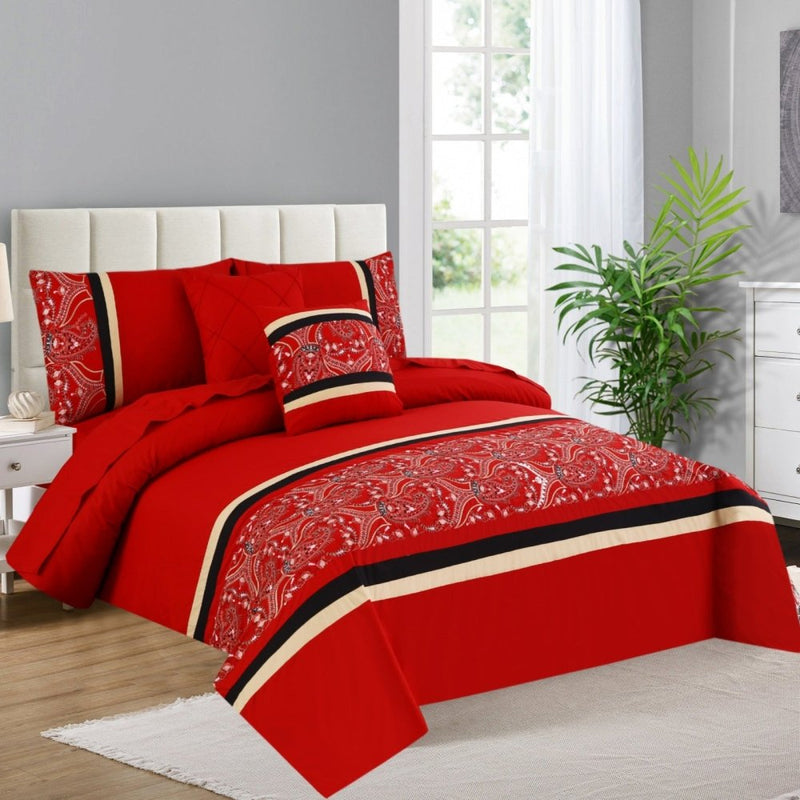 6 Pcs Luxury Embroidered Duvet Set - 1260