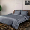 6 Pcs Luxury Grey Satin Stripe Duvet Set