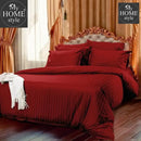 6 Pcs Luxury Maroon Satin Stripe Duvet Set