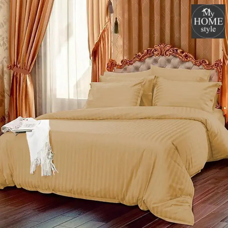 6 Pc's Luxury Peach Satin Stripe Duvet Set