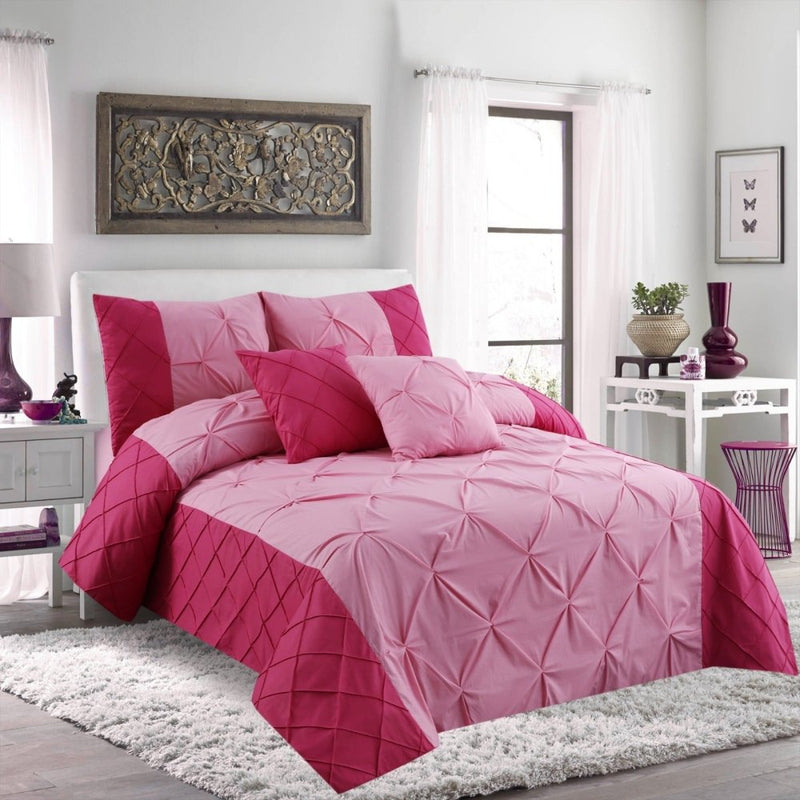 6 Pcs Luxury Pintuck Pleats Duvet Set - 1256