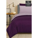 6 Pcs Luxury Plum & Iris Satin Stripe Duvet Set