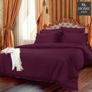6 Pc's Luxury purple Satin Stripe Duvet Set