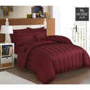 6 Pc's Luxury Satin Stripe Duvet Set Maroon