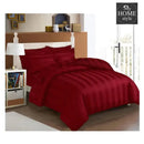 6 Pc's Luxury Satin Stripe Duvet Set Red